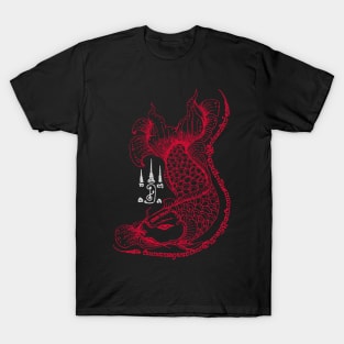 Thai Dragon Fish Spritual Sak Yant Tattoo Design T-Shirt